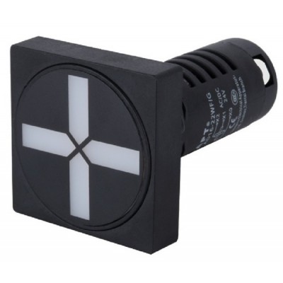 ΕΝΔ.ΛΥΧΝΙΑ Φ22 LED ΣΤΑΥΡΟΣ (ΚΟΚ-ΠΡΑΣ) 24V AC/DC ND16-22W/G (ΤΕΤΡΑΓΩΝΟ)