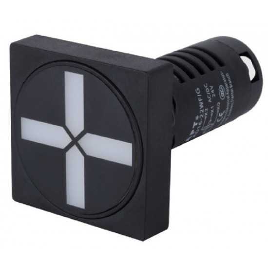 ΕΝΔ.ΛΥΧΝΙΑ Φ22 LED ΣΤΑΥΡΟΣ (ΚΟΚ-ΠΡΑΣ) 24V AC/DC ND16-22W/G (ΤΕΤΡΑΓΩΝΟ)