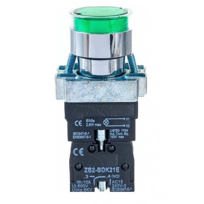 ΜΠΟΥΤΟΝ Φ22 ΜΕΤΑΛ. ΠΡΑΣΙΝΟ ΦΩΤ 230V. LAY5-BW3361