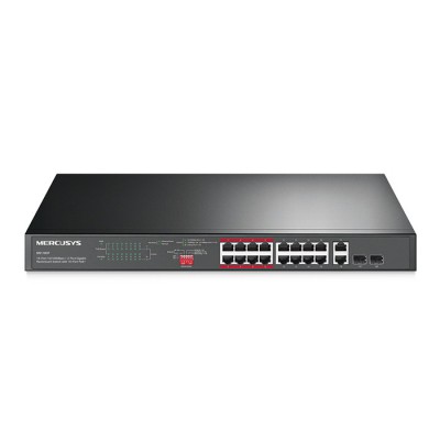 16-Port PoE+ 10/100Mbps + 2-Port gigabit rackmount switch