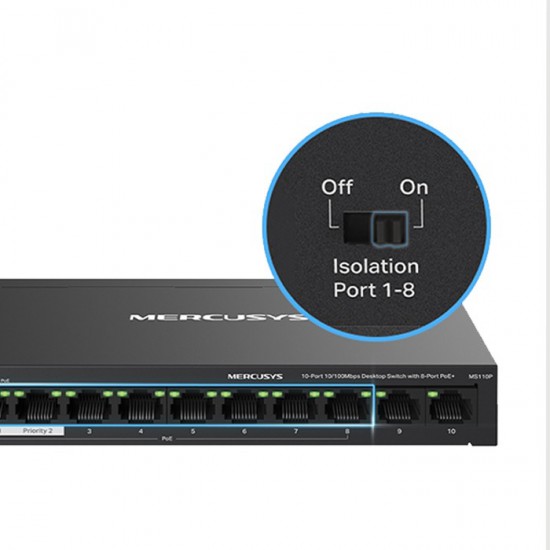 10-Port 10/100Mbps desktop switch με 8 θύρες PoE+