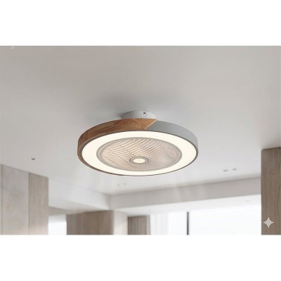 ΑΝΕΜΙΣΤΗΡΑΣ “WOODY PLUS” ΓΚΡΙ/ΞΥΛΟ 25W DC (ΠΛΑΙΣΙΟ Φ50)+REMOTE+BLUETOOTH+40W LED 3 CCT DIM
