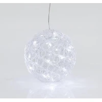 ΑΚΡΥΛΙΚΗ ΜΠΑΛΑ, 30 ΛΕΥΚΑ LED, ΜΕ ΜΕΤΑΣΧΗΜΑΤΙΣΤΗ, 20cm, IP44