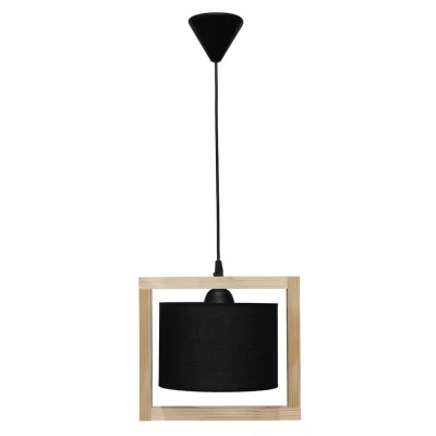 HKF-03 1L WOOD ΜΑΥΡΟ-NATURAL ΚΡΕΜΑΣΤΟ ΦΩΤΙΣΤΙΚΟ Ε27 ΞΥΛΟ-ΑΜΠΑΖΟΥΡ