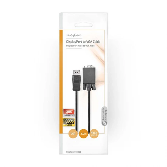 Καλώδιο εικόνας DisplayPort αρσ. - VGA αρσ., 2.00m NEDIS CCGP37301BK20