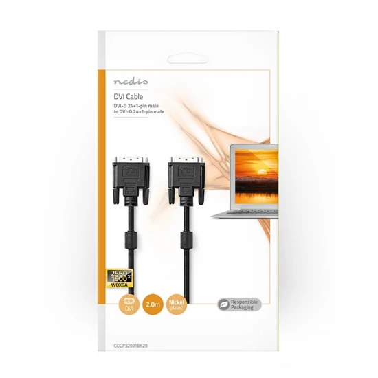 Καλώδιο DVI-D Dual αρσ. - DVI-D Dual αρσ., 2m NEDIS CCGP32001BK20