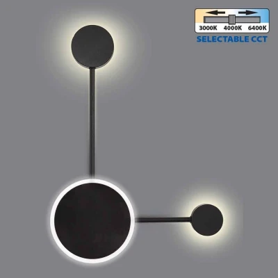 ΔΙΑΚΟΣΜΗΤΙΚΟ ΦΩΤΙΣΤΙΚΟ ΑΠΛΙΚΑ LED GEMINI LED  15W  ΜΑΥΡΟ  CCT-ΔΙΑΚΟΠΤΗΣ 3000K-4000K-6400K
