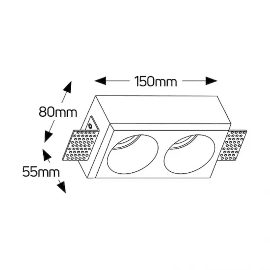 Γύψινο τετράγωνο spot 2xGU10 150x80 - FG15080R