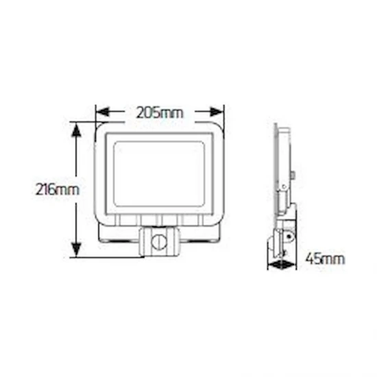 Προβολέας LED 50W 3000K 4250lm IP65 λευκός με αισθητήρα κίνησης - LPRW50WS3